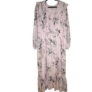 Ophelia Roe Maxi Dress, Soft Pink with Black Floral Details, NWT Size 2X